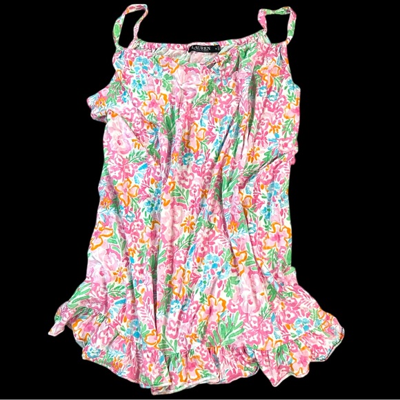 Lauren Ralph Lauren Other - Lauren Ralph Lauren Monogrammed Sleepwear Pink Floral Ruffle Hem Nightgown XL